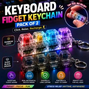 Keyboard Fidget Keychain Toy with Mechanical Switches
