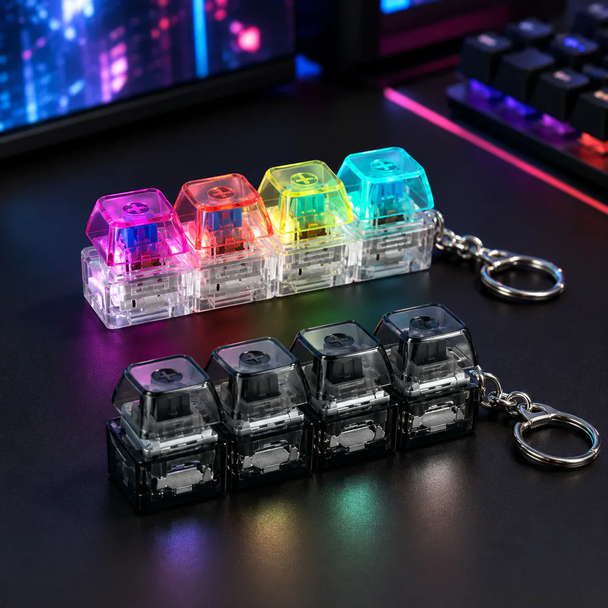 Keyboard Fidget Keychain Toy with Mechanical Switches - Image 3
